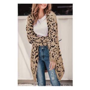 Fuzzy Leopard Print Cardigan
